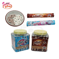 Bonbons compressés en forme de cercle au chocolat et à la crème, saveur sucrée