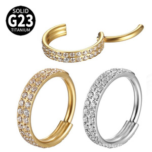 Anneau de piercing à <span class=keywords><strong>boucle</strong></span> fermée en titane G23 à double rangée de zircons, bijoux unisexes <span class=keywords><strong>pour</strong></span> le nez et l'oreille, bijoux de piercing à <span class=keywords><strong>boucle</strong></span> fermée en titane F136 - Product Image 1