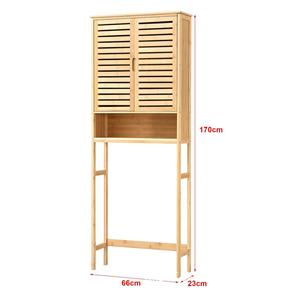 Bamboo Bathroom Cabinet With 2 Shelves <b>Storage</b> <b>Unit</b> For Toilet And <b>Laundry</b> Minimalist Design - Product Image 4