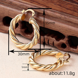 Orecchini a Cerchio in Metallo Intrecciato a Spirale, Gioielli Statement per Donne - Product Image 3