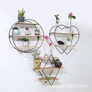 Étagère murale en bois de forme ronde à 2 niveaux, durable et polyvalente pour le rangement dans le salon, la chambre ou sur le bureau - Product Image 1