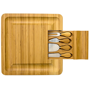 Tabla de quesos de carne de bambú de primera calidad pequeña al por mayor con cuchillos, diseño redondo cuadrado rectangular con logotipo personalizado para uso en la cocina y la <span class=keywords><strong>pizza</strong></span> - Product Image 2