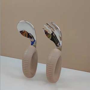 Nuovo Design Training facile da impugnare gomitiera manico corto per imparare artefatto in Silicone per bambini 316 in acciaio inox cucchiai forchetta - Product Image 5