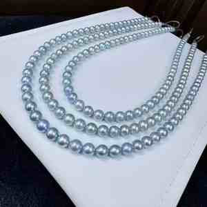 <span class=keywords><strong>Collana</strong></span> di <span class=keywords><strong>perle</strong></span> a forma rotonda 6-7mm di acqua di mare naturale Akoya grigio - Product Image 5