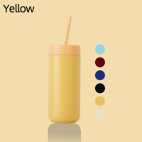 Gobelet isotherme en acier inoxydable 304 de 16 oz, personnalisé avec revêtement en poudre, tasse à café à double isolation avec paille