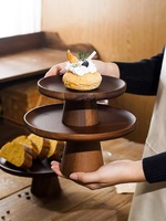 Plateau de serveur d'affichage de gâteau pour la cuisine plateau de service multifonctionnel support à gâteau en bois avec dôme en acrylique pour l'affichage de desserts de gâteau