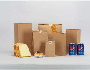 Sac en papier brun sans poignée, personnalisable avec logo, le plus vendu ; Sac en papier brun pour livraison de repas - Product Image 2