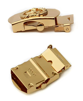 Ceinture décorative pour hommes de 3.5cm de largeur en cuivre couleur or avec logo en relief en alliage métallique pour boucle