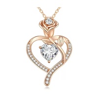 Nouvelle Saint Valentin Fête des Mères Coeur Éternel Rose Coeur Ensemble Collier De Mode Bijoux