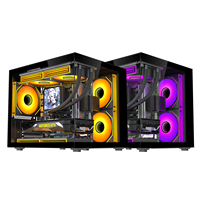 LOVINGCOOL - Caja de Ordenador para Juegos de Diseño Impresionante, Torre Media Negra con Logotipo Personalizado, Cristal Templado, para CPU, Gabinete de PC para Jugadores