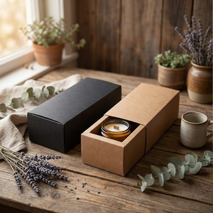 Small-batch Wholesale Custom Ready Stock Recyclable Kraft Paper <b>Drawer</b> Rigid Boxes PVC Transparent Boxes for Small Business - Product Image 3