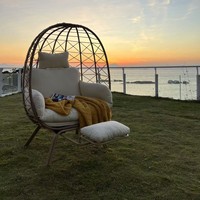 Chaise suspendue pliable en rotin avec coussin imperméable pour 1 personne, mobilier d'extérieur pour jardin et patio – Vente chaude