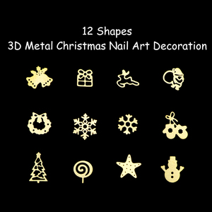 Décalcomanies 3D pour ongles dorés DIY Noël <span class=keywords><strong>Flocon</strong></span> <span class=keywords><strong>de</strong></span> <span class=keywords><strong>neige</strong></span> et tranche <span class=keywords><strong>de</strong></span> métal Paillettes Décoration plastique pour Nail Art - Product Image 5