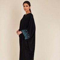 Abaya ouverte texturée premium Lilas Français ornée, robe de prière musulmane modeste avec hijab intégré, taille XS, en soie Nida