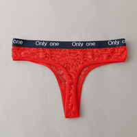 String sexy en dentelle transparente brodée en maille jacquard à taille basse avec logo personnalisé imprimé