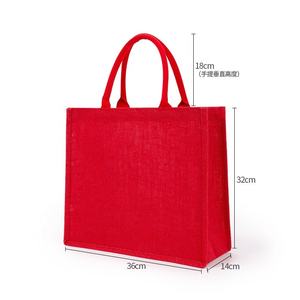 Bolsa de Yute Ecológica al por Mayor, Roja, con Logotipo Personalizado, Reutilizable, para Compras en Supermercados, Regalo para Minoristas, Bolso de Mano para Mujer - Product Image 3
