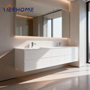 YIERHOME <span class=keywords><strong>Meuble</strong></span> mural double usage avec <span class=keywords><strong>rangement</strong></span> |   Plan <span class=keywords><strong>de</strong></span> travail moderne en pierre frittée blanche - Prêt pour <span class=keywords><strong>salle</strong></span> <span class=keywords><strong>de</strong></span> <span class=keywords><strong>bain</strong></span> et <span class=keywords><strong>salle</strong></span> à manger - Approvisionnement en gros - Product Image 3