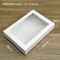 Boîte à Donuts Rectangulaire en Carton Blanc Réutilisable Grande Taille 35*25*6 cm pour Vente en Gros, à Emporter, avec Estampage