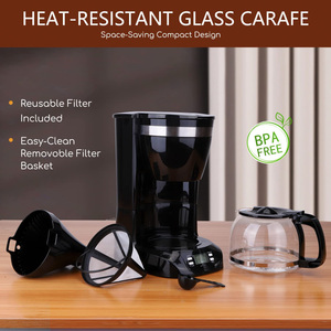 <span class=keywords><strong>Cafetera</strong></span> por goteo <span class=keywords><strong>programable</strong></span> con jarra de vidrio, máquina de café con temporizador de 24H y sistema antigoteo, mantiene el calor automático, 10 tazas - Product Image 4