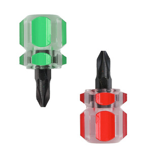 Mini Destornillador de Doble Uso con Cabeza de Rodaja, Puntas Intercambiables Phillips y Planas, Mango Corto Recubierto de Goma y Función Magnética - Product Image 1