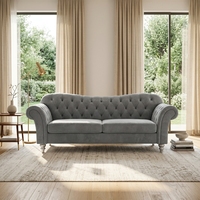 Chainiti Furniture Nouveau Design Velours De Luxe Or En Acier Inoxydable Canapé Bouton Tufté Ensemble De Canapé Rembourré