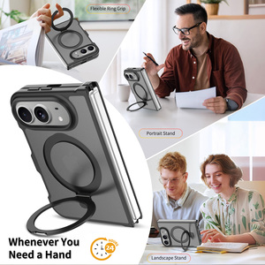 Fabricant professionnel d'étuis Duo pour <span class=keywords><strong>iPhone</strong></span> avec support anneau, finition douce mate, personnalisable, antichoc, magnétique, pour téléphones portables, en gros - Product Image 3