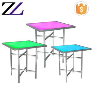 Guangzhou Kitchen Equipment Wedding Banquet Party Modern Design Stainless Steel Frame Rectangle Glass Top Led bar <strong>Buffet</strong> <strong>Tables</strong> - Product Image 6