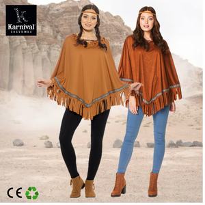 Costume de carnaval indien pour femmes, poncho de <span class=keywords><strong>cowboy</strong></span> avec franges, robe hippie traditionnelle pour adultes, deux couleurs - Product Image 1