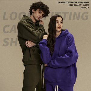 เสื้อฮู้ดดี้ผ้าฟลีซคอตตอนหนานุ่มคุณภาพสูงสำหรับผู้ชาย ทรงโอเวอร์ไซส์ ใส่ได้ทั้งชายและหญิง ปักลาย 3 มิติ พร้อมโลโก้สั่งทำได้ - Product Image 4