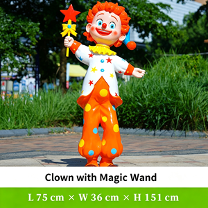Estatua <span class=keywords><strong>de</strong></span> Payaso <span class=keywords><strong>de</strong></span> Fibra <span class=keywords><strong>de</strong></span> Vidrio, Escultura Colorida <span class=keywords><strong>de</strong></span> Personaje <span class=keywords><strong>de</strong></span> Circo con Múltiples Poses para Eventos <span class=keywords><strong>de</strong></span> Carnaval, Plaza al Aire Libre - Product Image 1