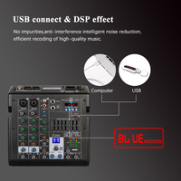 Interface son Dj à 4 canaux, w, mélangeur Audio, Console de mixage de puissance avec carte son, 4 canaux, Portable