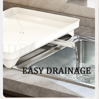 Égouttoir à vaisselle antirouille en acier inoxydable 304, égouttoir à assiettes à 2 niveaux avec plateau de drainage, porte-couverts et porte-tasses