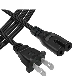 6FT 1.8M 7A 125V type 3 Prong Core American Plug IEC60320 C7 flexible power Cord 2pin Ac Replace TV Extension Cable