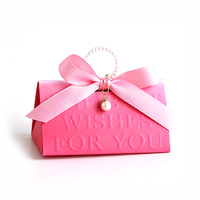 Boîte à bonbons de mariage haut de gamme, étui à dragées portable avec ruban et nœud, emballage en carton de luxe, sac cadeau, fabricant en gros
