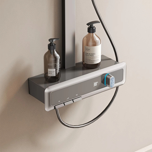 Olife Banos fábrica al por mayor nuevo diseño baño bronce de color blanco luz LED piano llave estante grande ducha conjunto grifo sistema - Product Image 3