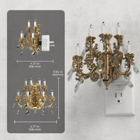 Lampe de chevet décorative ZHILAI style lustre, à capteur crépusculaire, LED blanc chaud à intensité variable, à brancher pour chambre à coucher