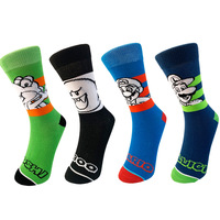 HY-4801 Logo personnalisé JACQUARD dessin animé Mario chaussettes Long Tube bonneterie Couples tricoté adultes bas hommes et femmes chaussettes