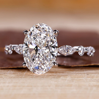 2CT Ovaler Marquise Runder Seitenstein Labor-Gezüchteter Diamant Verlobungsring 10K/14K/18K Massivgold IGI-Zertifiziert CVD/HPHT Maßanfertigung