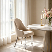 Chaises de salle à manger de luxe en duvet d'oie importé, pieds en cristal, style nordique moderne, chaises rembourrées pour cuisine et salle à manger, meubles de salle à manger