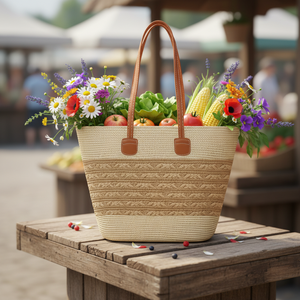 Bolso de Playa de Paja Tejida con Correa Ajustable Personalizable, Accesorio de Moda Boho para el Verano, Bolso de <span class=keywords><strong>Mano</strong></span> para Mujer - Product Image 5