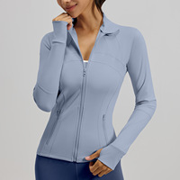 Nueva Chaqueta de Yoga Ligera para Mujer, Talla Grande, a Rayas, con Cierre, Manga Larga, Orificios para Pulgares, Transpirable, Secado Rápido, Elástica en Cuatro Direcciones