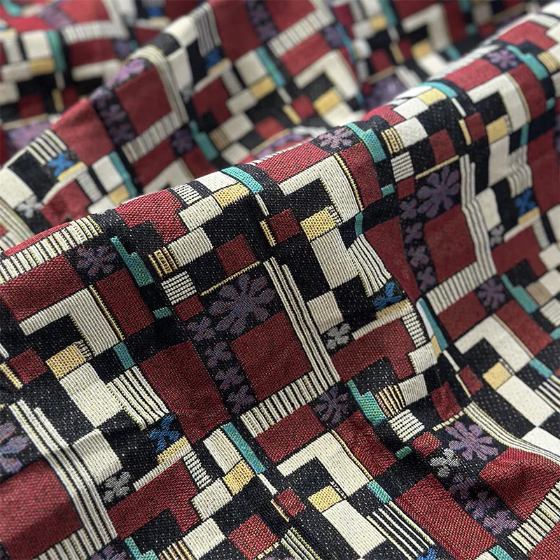 Quick Customization yarn dyed fabric bag fabric Custom Tapestry Hoodie Short Jacket Gobelin Tapestry Fabric