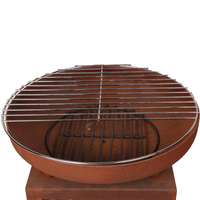 Brasero de jardin robuste de style moderne en acier Corten, plancha ronde