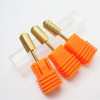Fraise à ongles en carbure plaqué or pour le retrait du vernis gel, tige de 3/32 po, forme cylindrique, pointe arrondie de sécurité, fraises à ongles en carbure