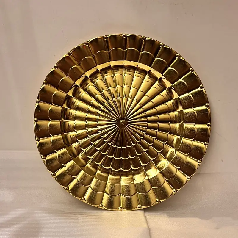 Placa carregadora de ouro reutilizável, decorativa para mesa de casamento, 13 polegadas