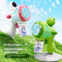 Machine à bulles automatique en plastique style influenceur, pistolet à bulles électrique portable multi-trous, lumineux pour enfants, pour l'extérieur