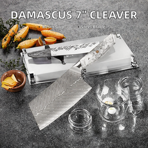 Cuchillo de Chef Chino de Acero de Damasco de 7 Pulgadas, Estilo Nuevo, con Mango Ambidiestro de Plástico - Product Image 2