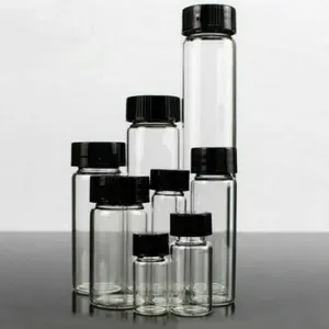 Flacon d'échantillon transparent en verre de laboratoire, flacon de réactif transparent avec bouchon en plastique à vis et tampon en PE, 20 pièces, 3/510/15/20/30/40/50ml