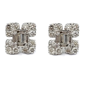Hong Kong expédition rapide bijoux fins Design à la mode 18k solide or blanc réel VS SI diamant luxe boucles d'oreilles personnalisées pour les femmes - Product Image 1