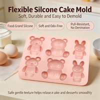 BPA-freie 6-fach Silikonform in Hasenform für Mousse, Kuchen, Schokolade, Süßigkeiten, Seife, Eiswürfel – Silikon-Kuchenform für Kinder